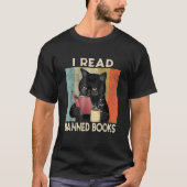 Cat I Read Banned Books men Bookworms Reading Book T-shirt (Voorkant)