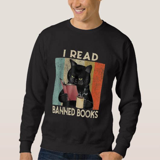Cat I Read Banned Books men Bookworms Reading Book Trui (Voorkant)