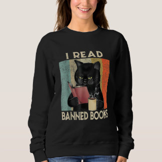 Cat I Read Banned Books men Bookworms Reading Book Trui