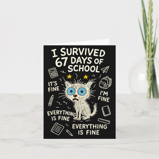 Cat I Survived 67 Days Of School Teachers Students Kaart (Voorkant)