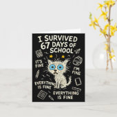 Cat I Survived 67 Days Of School Teachers Students Kaart (Gele Bloem)