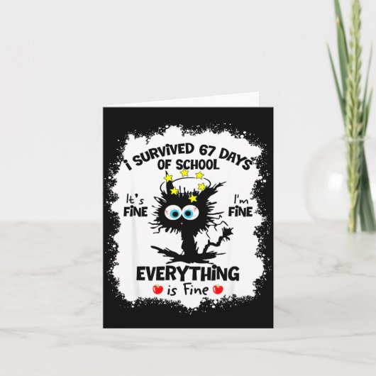 Cat I Survived 67 Days Of School Teachers Students Kaart (Voorkant)