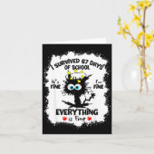 Cat I Survived 67 Days Of School Teachers Students Kaart (Gele Bloem)