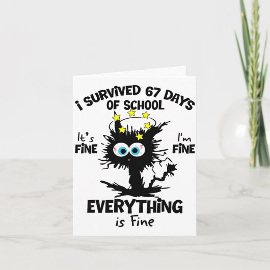 Cat I Survived 67 Days Of School Teachers Students Kaart (Voorkant)