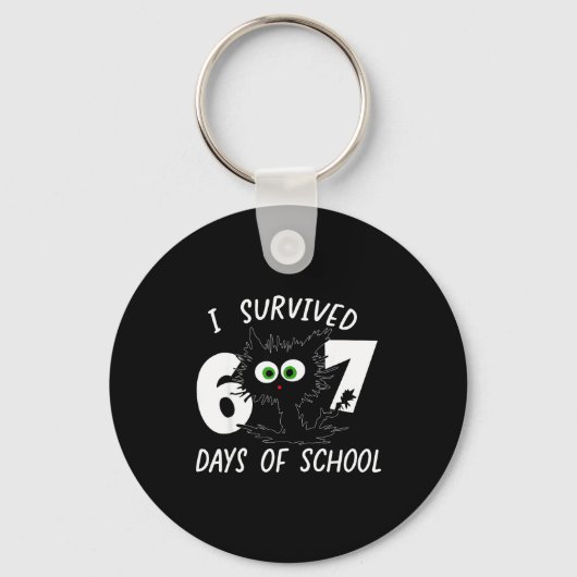 Cat I Survived 67 Days Of School Teachers Students Sleutelhanger (Voorkant)