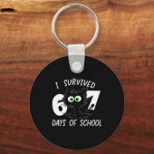 Cat I Survived 67 Days Of School Teachers Students Sleutelhanger (Voorkant)