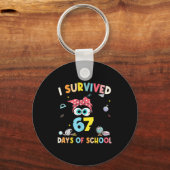 Cat I Survived 67 Days Of School Teachers Students Sleutelhanger (Voorkant)