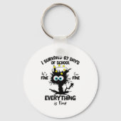 Cat I Survived 67 Days Of School Teachers Students Sleutelhanger (Voorkant)