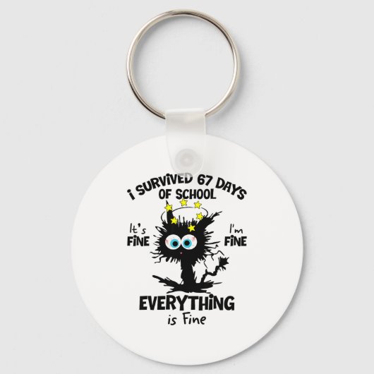 Cat I Survived 67 Days Of School Teachers Students Sleutelhanger (Voorkant)