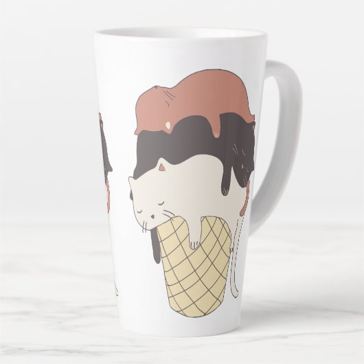 Cat Ice Cream Cone Cute Latte Mok (Rechterhoek)