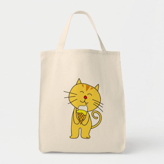 Cat Ice Cream Cone Grocery Tas (Voorkant)
