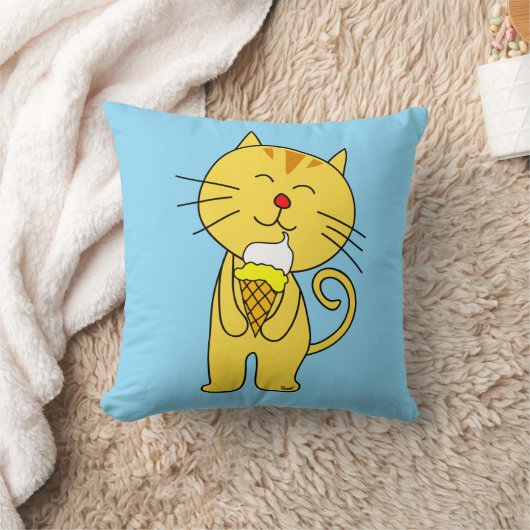 Cat Ice Cream Cone Pillow Baby Pink Blue Kussen (Deken)
