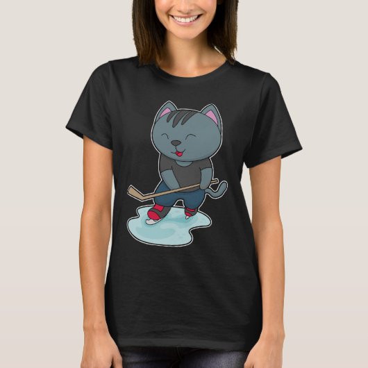 Cat Ice Hockey Ice hockey stick T-shirt (Voorkant)