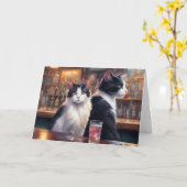 Cat ignoring each other Happy Hour bar Kaart (Gele Bloem)