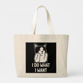 Cat ik doe wat ik wil... grote tote bag (Achterkant)