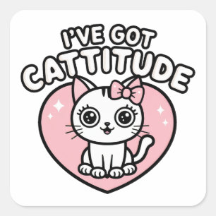 Cat, ik heb een houding vierkante sticker