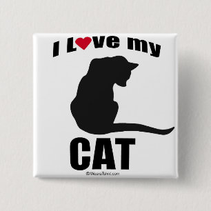 CAT - "IK HOOP VAN MIJN KAT" VIERKANTE BUTTON 5,1 CM
