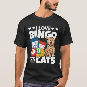 Cat Ik hou van bingo en katten gokken bingospeler T-shirt