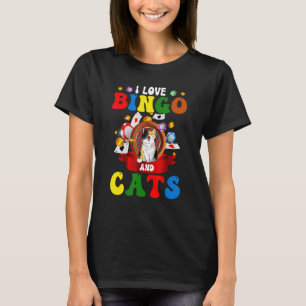 Cat Ik hou van bingo en katten gokken bingospeler T-shirt