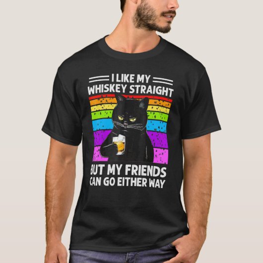 Cat ik hou van mijn Whiskey, recht lgbetq Pride Re T-shirt (Voorkant)