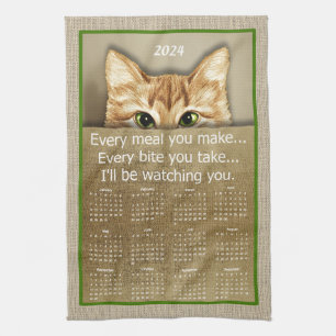 Cat Ik kijk naar je liedje Parodie 2024 Kalender Theedoek