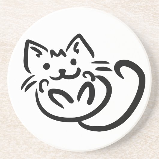Cat Illustration Custom Color onderzetter (Voorkant)