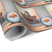 Cat In A Boat Vist voor een goudvis Cadeaupapier (Rol Hoek)