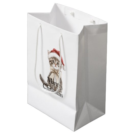 Cat in a hat Christmas  Medium Cadeauzakje (Voorkant Gekanteld)
