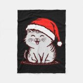 Cat In A Santa Hat  Fleece Deken (Voorkant)