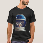 Cat In A Spacesuit With A Glass Helmet Floating In T-shirt (Voorkant)