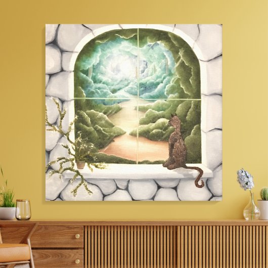 Cat in a Window Canvas Afdruk (Insitu (Woonkamer))