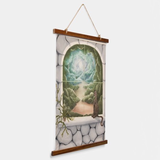 Cat in a Window Hangend Wandkleed (Gebogen)