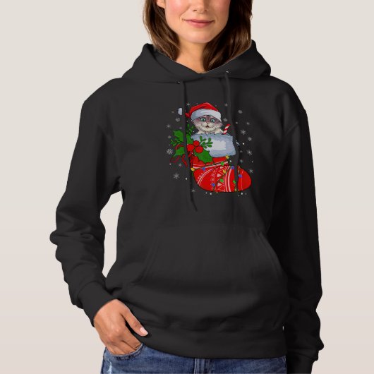 Cat In Christmas Socks Santa Cat Xmas Hoodie (Voorkant)