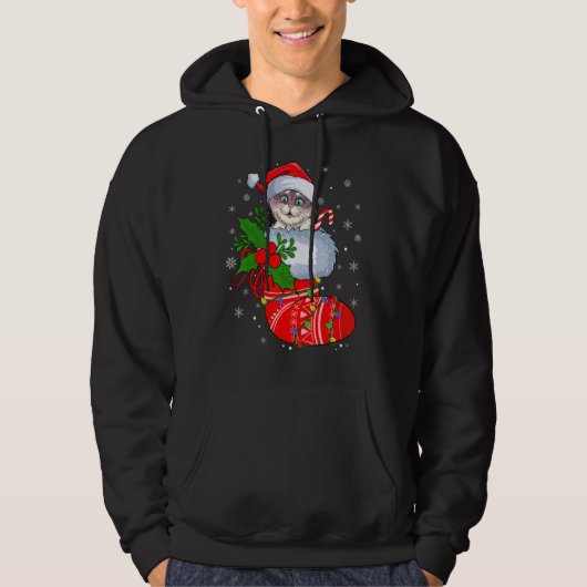 Cat In Christmas Socks   Santa Cat Xmas Hoodie (Voorkant)
