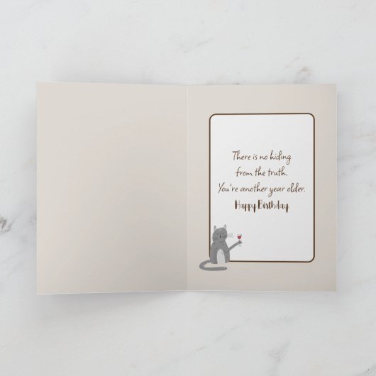 Cat In Curtain Verjaardag Humor Kaart (Binnen)