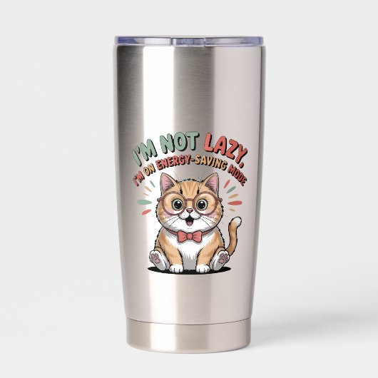 Cat in Energy Saving Mode Geïsoleerde Drinkbeker (Achterkant)