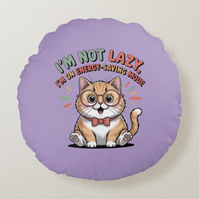 Cat in Energy Saving Mode Rond Kussen (Voorkant)