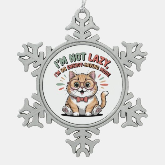Cat in Energy Saving Mode Tin Sneeuwvlok Ornament (Voorkant)