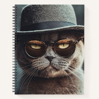 Cat in Hat and Glasses Notebook Notitieboek