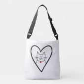 Cat in Heart Doodle  Crossbody Tas (Voorkant)
