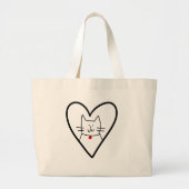 Cat in Heart Doodle  Grote Tote Bag (Voorkant)