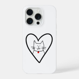 Cat in Heart Doodle  iPhone 15 Pro Case