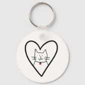 Cat in Heart Doodle  Sleutelhanger (Voorkant)