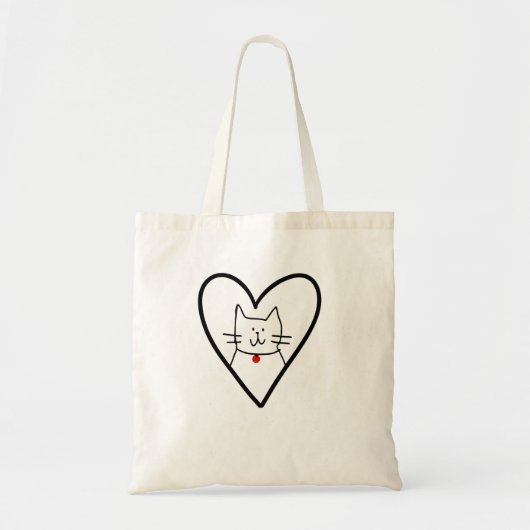 Cat in Heart Doodle  Tote Bag (Voorkant)