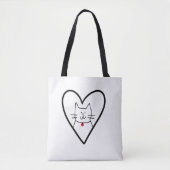 Cat in Heart Doodle  Tote Bag (Voorkant)