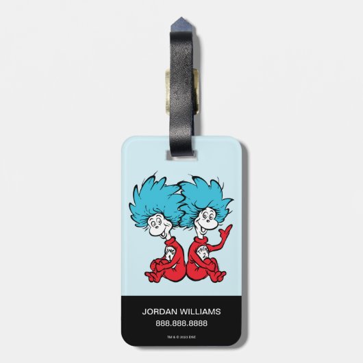 Cat in het Pet Thing One & Thing Two Bagagelabel (Achterkant verticaal)