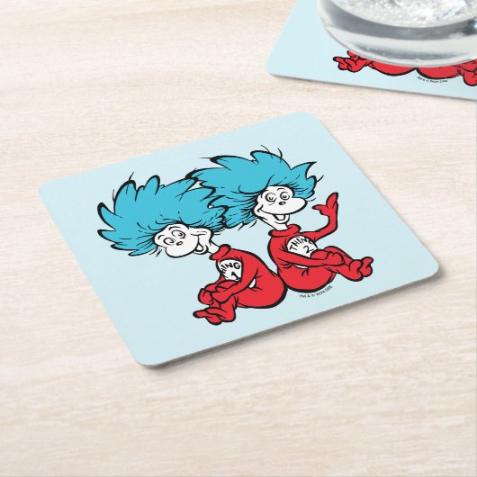 Cat in het Pet Thing One & Thing Two Kartonnen Onderzetters (Schuin)