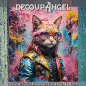  Cat in Neon Kleuren Decoupage Tissuepapier