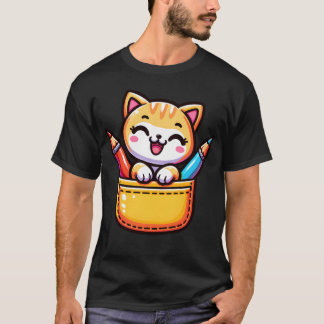 Cat In Pocket familie T-shirt