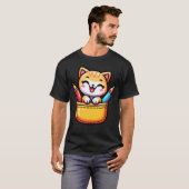 Cat In Pocket familie T-shirt (Voorkant volledig)